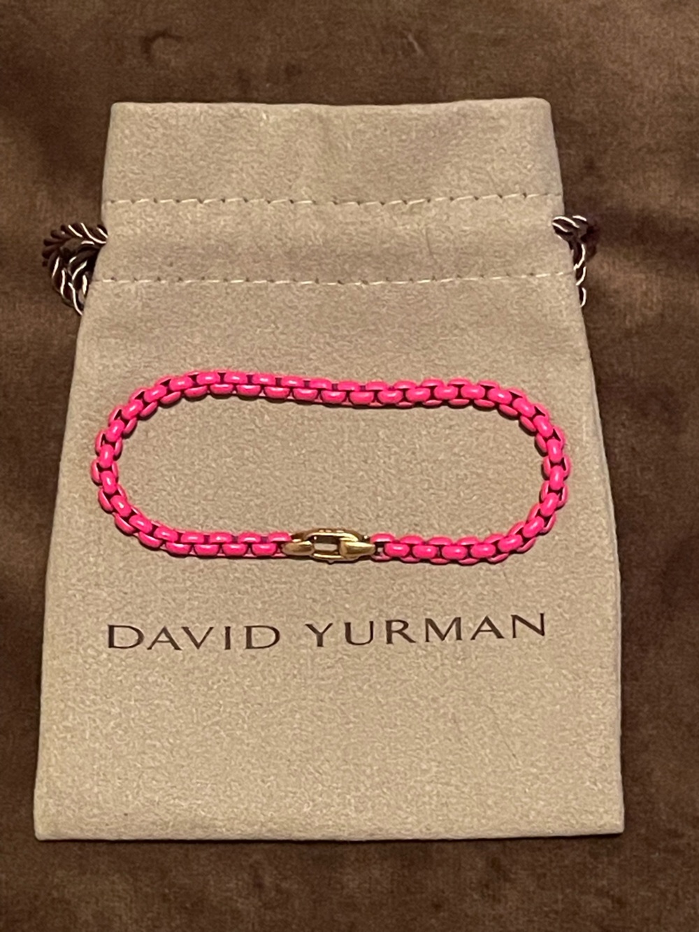 David Yurman Neon Pink Bel Aire box Bracelet with Gold Clasp